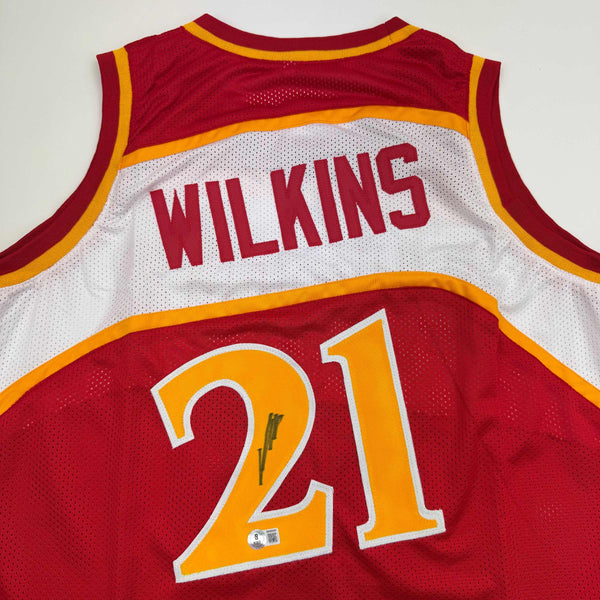 Autographed/Signed Dominique Wilkins Atlanta Red Basketball Jersey Beckett BAS COA