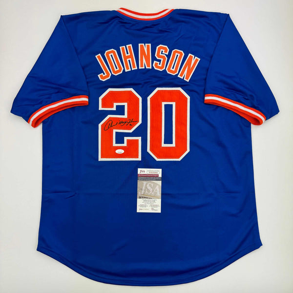 Autographed/Signed Howard Johnson "HOJO" New York Blue Baseball Jersey JSA COA