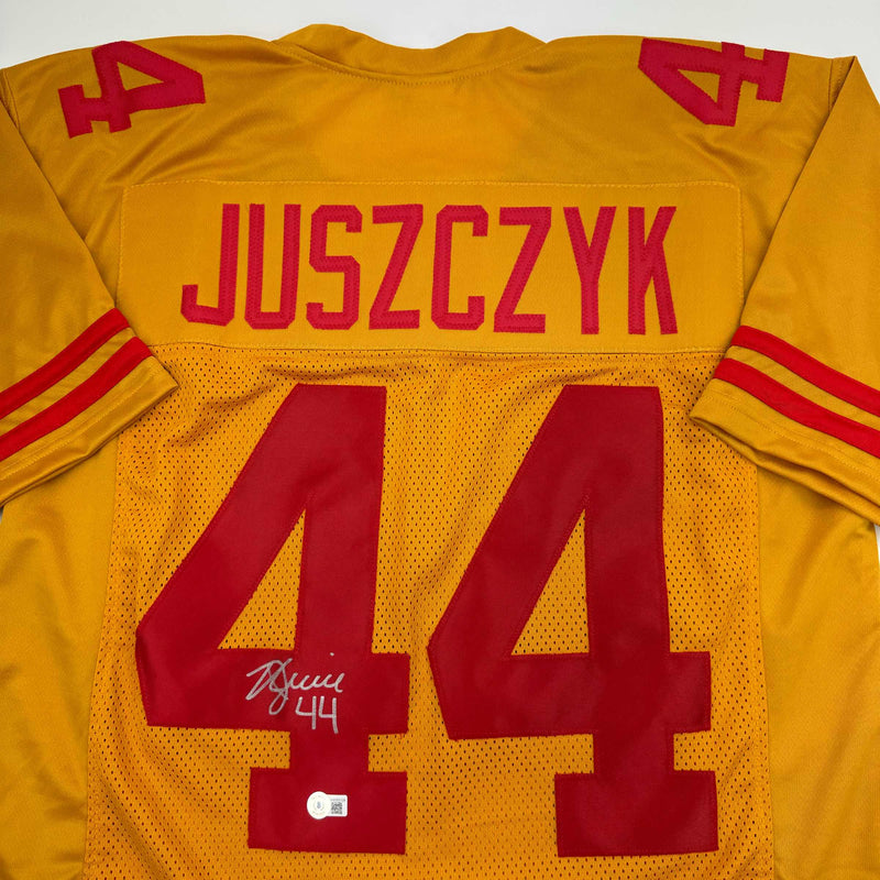 Autographed/Signed Kyle Juszczyk San Francisco Gold Football Jersey Beckett BAS COA