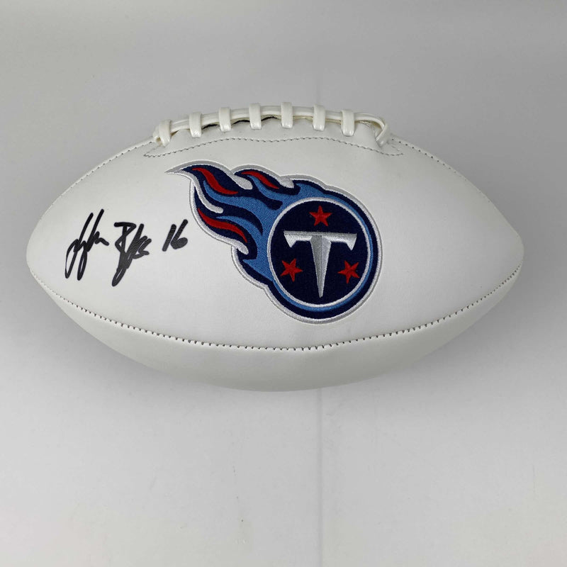Autographed/Signed Treylon Burks Tennessee Titans Full Size F/S White Panel Logo Football Beckett BAS COA