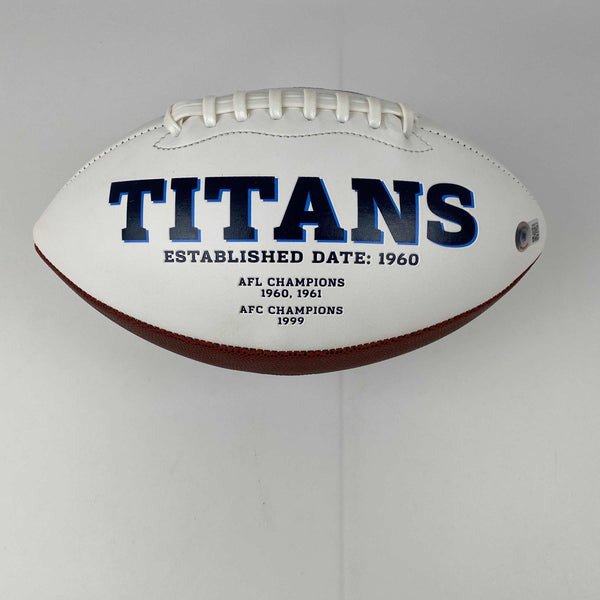 Autographed/Signed Treylon Burks Tennessee Titans Full Size F/S White Panel Logo Football Beckett BAS COA