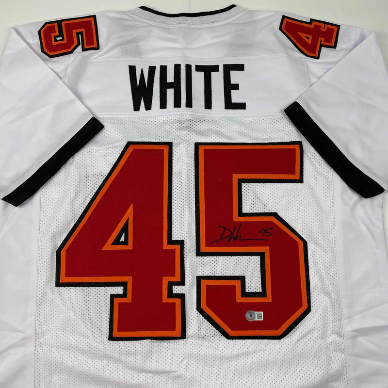 Autographed/Signed Devin White Tampa Bay White Football Jersey Beckett BAS COA