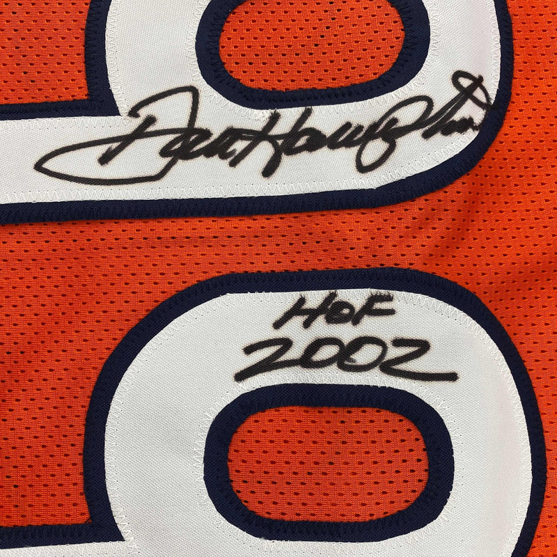 Autographed/Signed Dan Hampton HOF 2002 Chicago Orange Football Jersey Beckett BAS COA