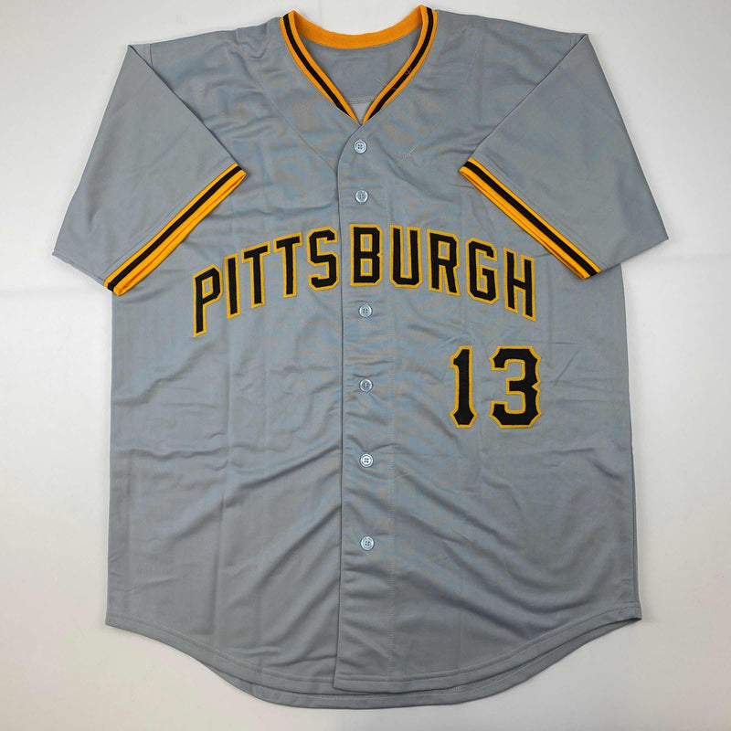 Autographed/Signed Ke'Bryan Hayes Pittsburgh Grey Baseball Jersey Beckett BAS COA