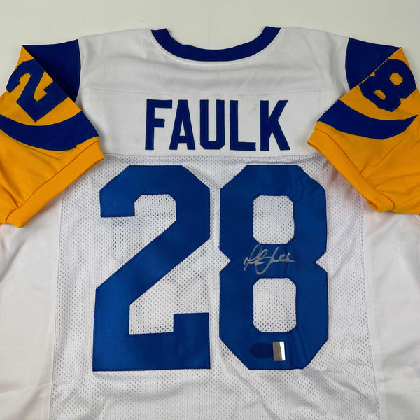 Autographed/Signed Marshall Faulk St. Louis White Retro Football Jersey GTSM COA