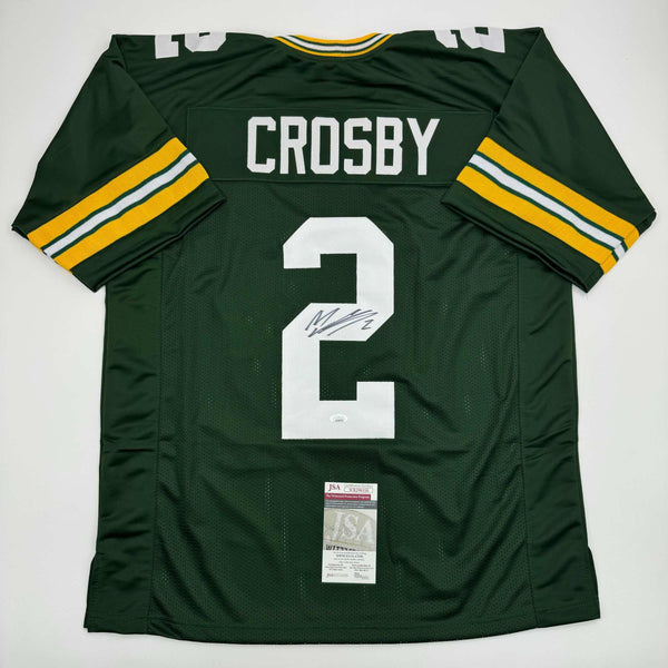 Autographed/Signed Mason Crosby Green Bay Green Football Jersey JSA COA