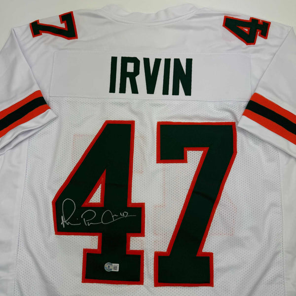 Autographed/Signed Michael Irvin Miami White College Football Jersey Beckett BAS COA