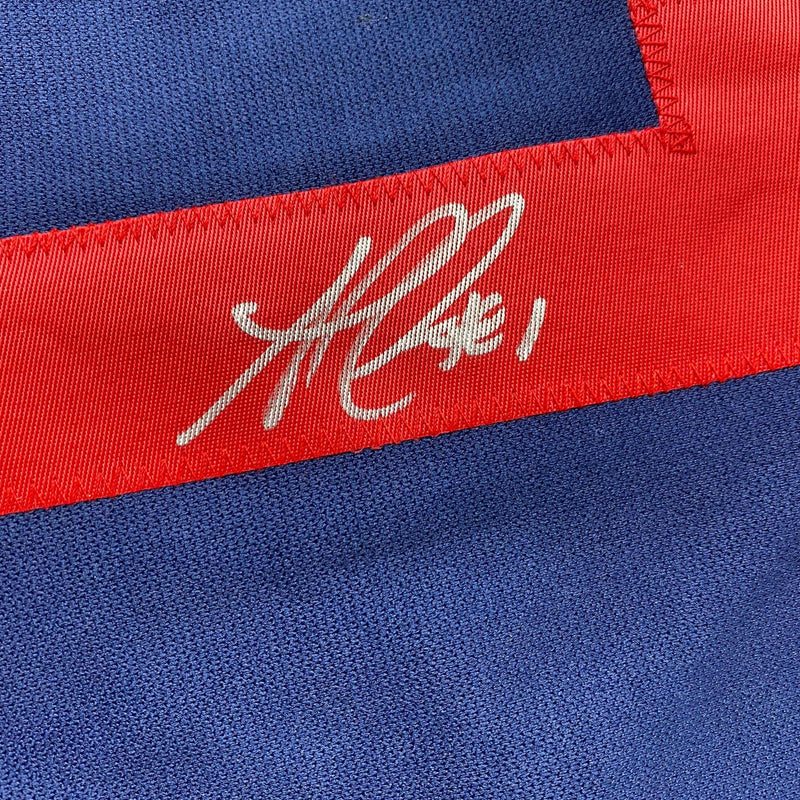 Autographed/Signed Ozzie Albies Atlanta Blue Baseball Jersey JSA COA