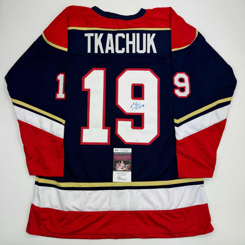 Autographed/Signed Matthew Tkachuk Florida Blue Hockey Jersey JSA COA