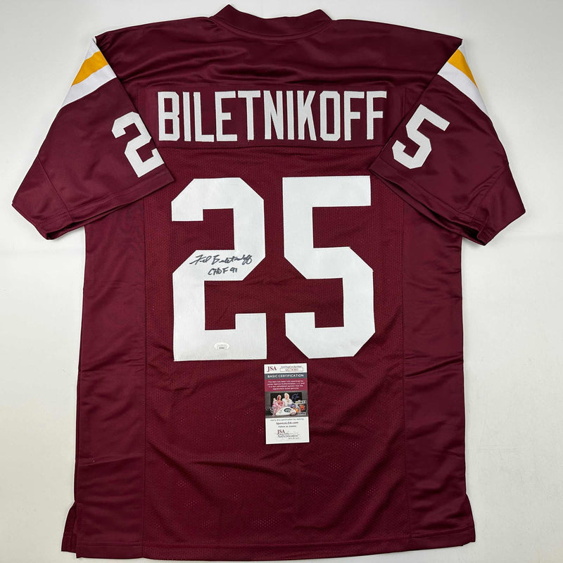 Autographed/Signed Fred Biletnikoff CHOF 91 Florida State FSU Red College Football Jersey JSA COA