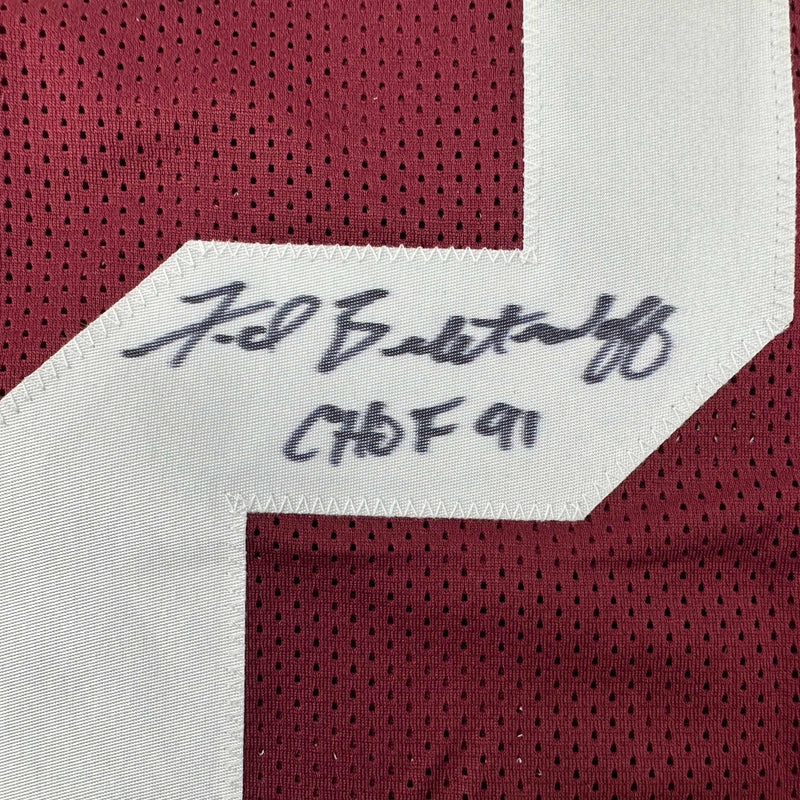 Autographed/Signed Fred Biletnikoff CHOF 91 Florida State FSU Red College Football Jersey JSA COA