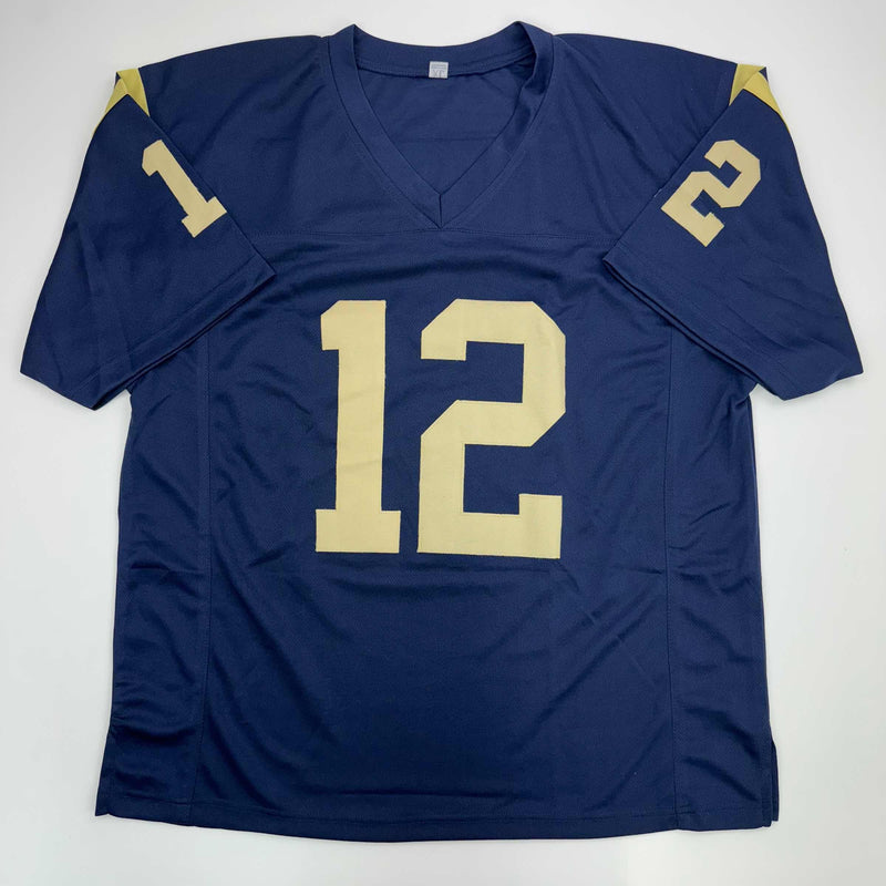 Autographed/Signed Roger Staubach Navy Midshipmen Blue College Football Jersey JSA COA