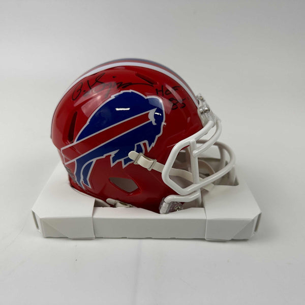 Autographed/Signed O.J. OJ Simpson HOF 85 Buffalo Bills Red Mini Football Helmet JSA COA