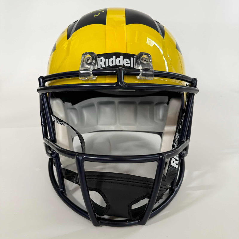 Autographed/Signed 2023 Michigan Wolverines Full-Size Speed Helmet Team-Signed by (16) with J.J. McCarthy, Blake Corum, Roman Wilson, Colston Loveland Beckett BAS COA