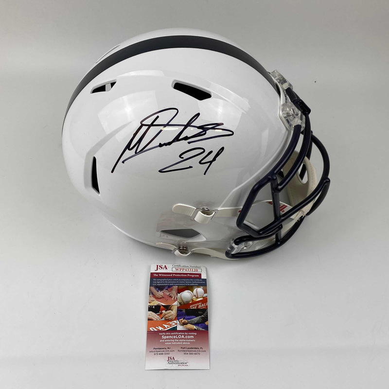 Autographed/Signed Miles Sanders Penn State Nittany Lions Full Size FS F/S Replica College Football Helmet JSA COA