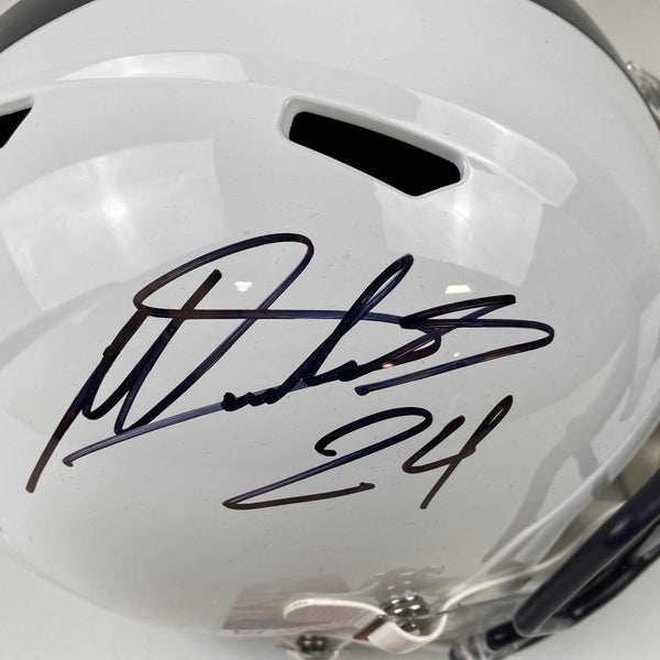 Autographed/Signed Miles Sanders Penn State Nittany Lions Full Size FS F/S Replica College Football Helmet JSA COA