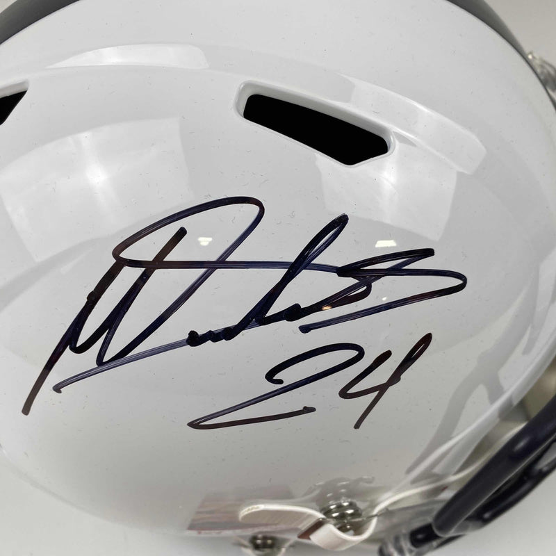 Autographed/Signed Miles Sanders Penn State Nittany Lions Full Size FS F/S Replica College Football Helmet JSA COA