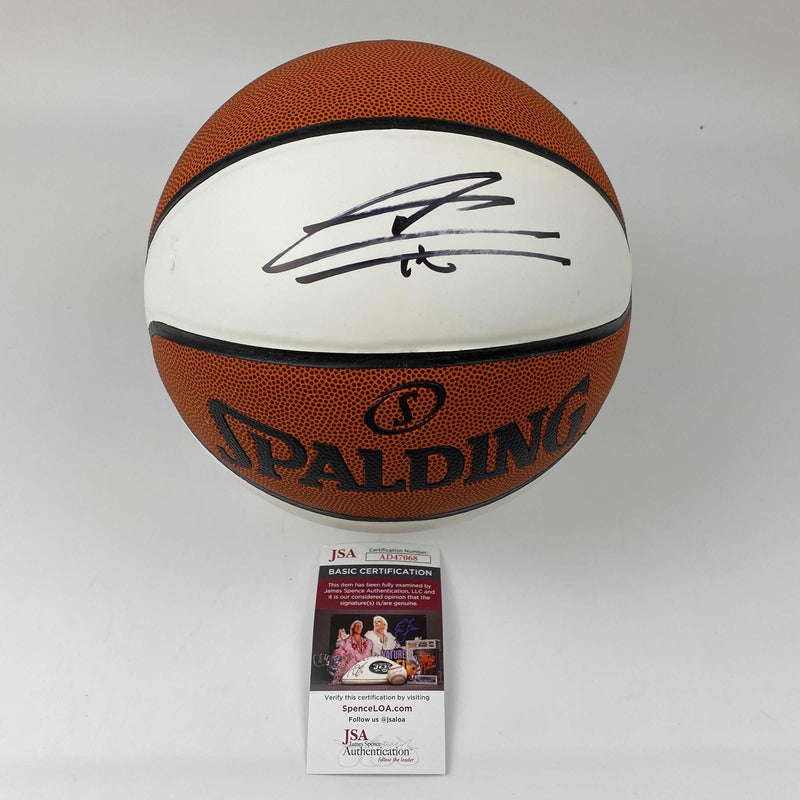 Autographed/Signed Tyler Herro Miami Heat Spalding Full Size F/S White Panel Basketball JSA COA