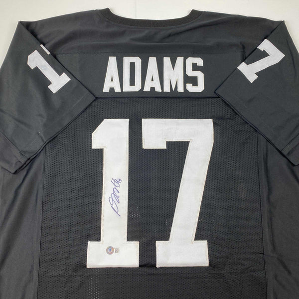 Autographed/Signed Davante Adams Las Vegas Oakland Black Football Jersey Beckett BAS COA