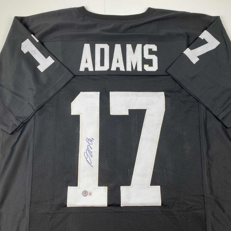 Autographed/Signed Davante Adams Las Vegas Oakland Black Football Jersey Beckett BAS COA