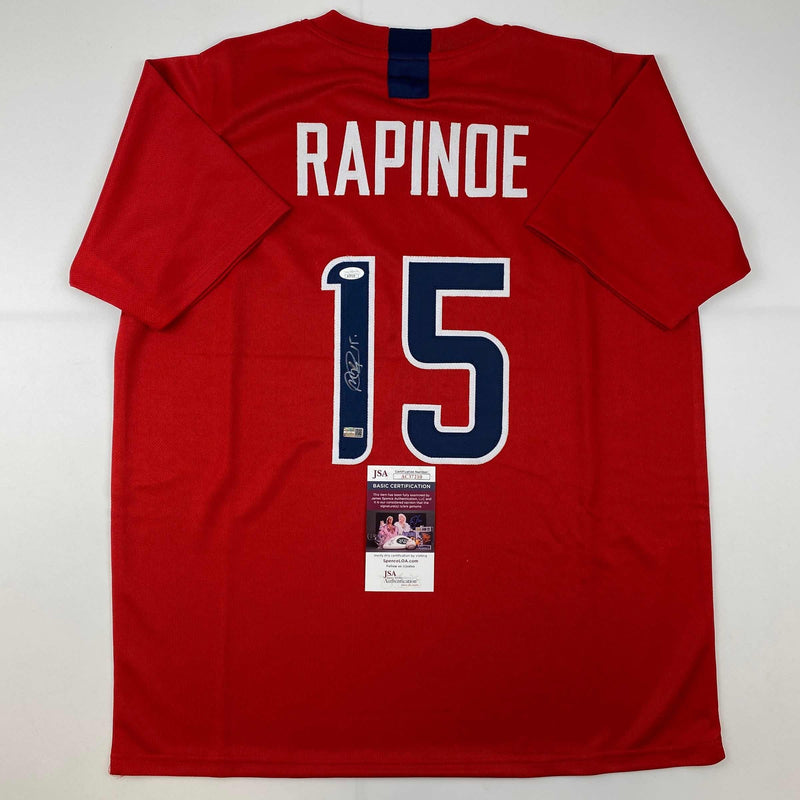 Autographed/Signed Megan Rapinoe Red Soccer Team USA United States World Cup Jersey JSA COA