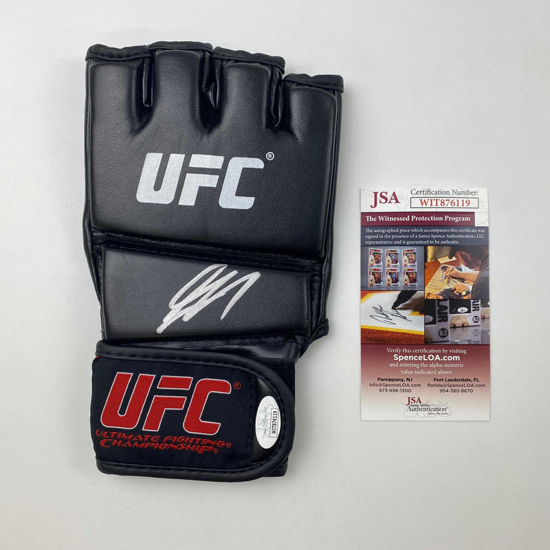 Autographed/Signed Georges St. Pierre UFC MMA Black Fighting Glove JSA COA Auto