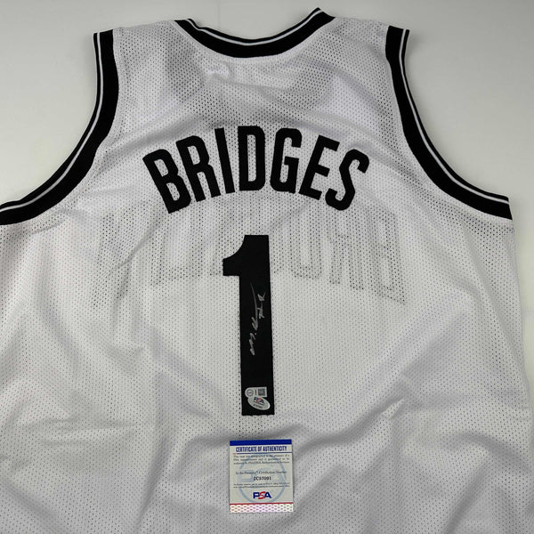 Autographed/Signed Mikal Bridges Brooklyn White Basketball Jersey Beckett BAS COA
