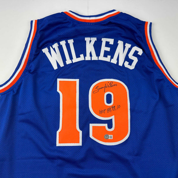 Autographed/Signed Lenny Wilkens HOF Cleveland Blue Basketball Jersey Beckett BAS COA
