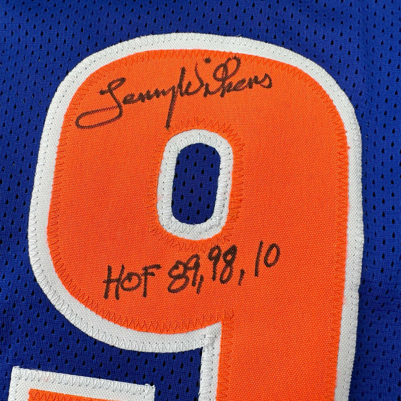 Autographed/Signed Lenny Wilkens HOF Cleveland Blue Basketball Jersey Beckett BAS COA