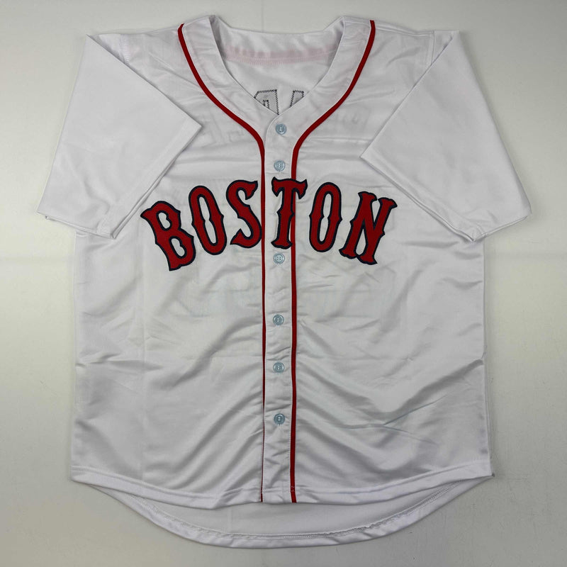 Autographed/Signed Steve Pearce 18 WS MVP Boston White Baseball Jersey PSA/DNA COA