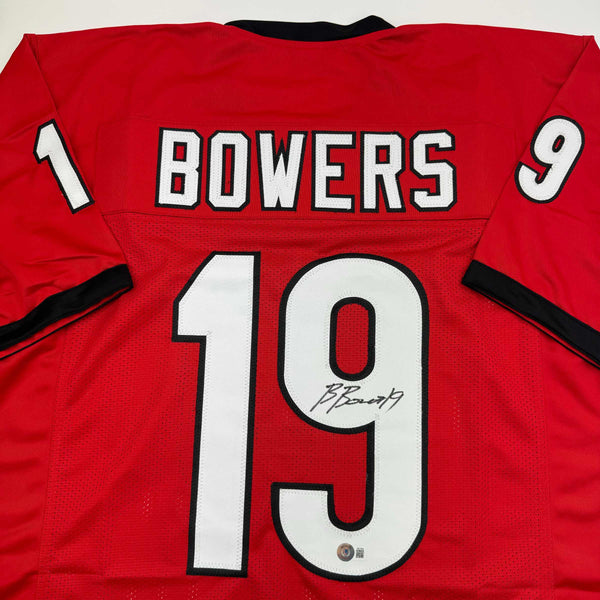 Autographed/Signed Brock Bowers Georgia Red College Football Jersey Beckett BAS COA
