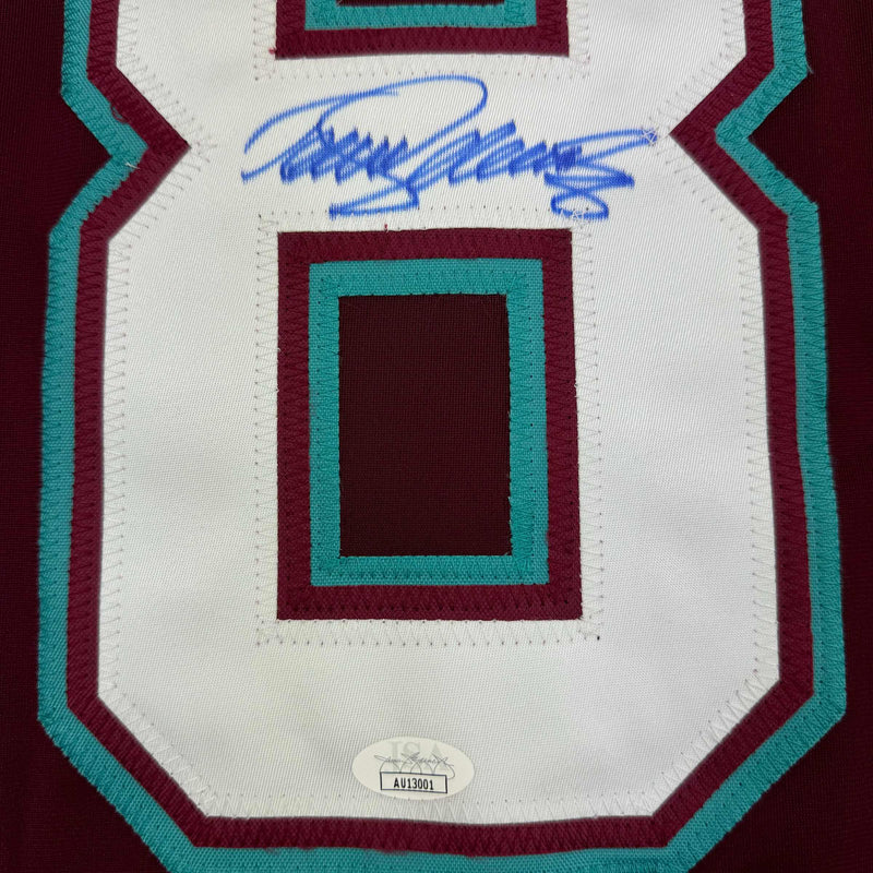 Autographed/Signed Teemu Selanne Anaheim Maroon Retro Hockey Jersey JSA COA