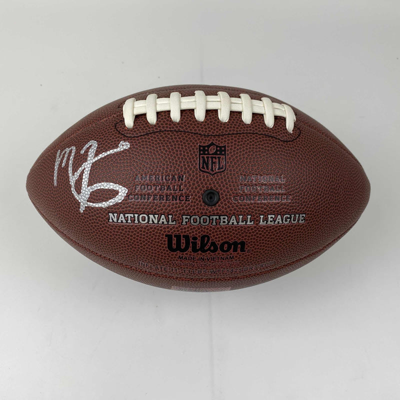 Autographed/Signed Mac Jones New England Patriots Brown Wilson Football Beckett BAS COA