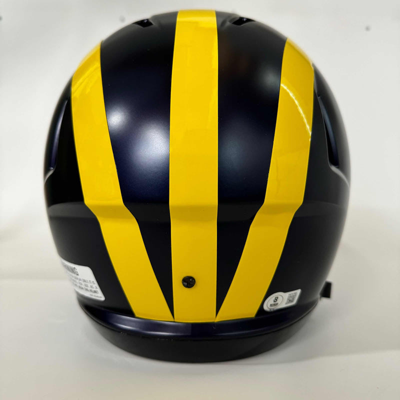 Autographed/Signed Blake Corum Michigan Wolverines Full Size FS F/S Speed Replica College Football Helmet Beckett BAS COA
