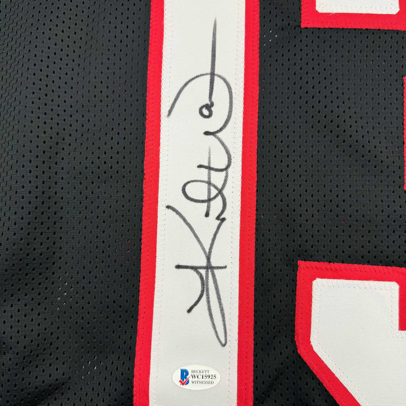 Autographed/Signed Kurt Warner Arizona Black Football Jersey Beckett BAS COA