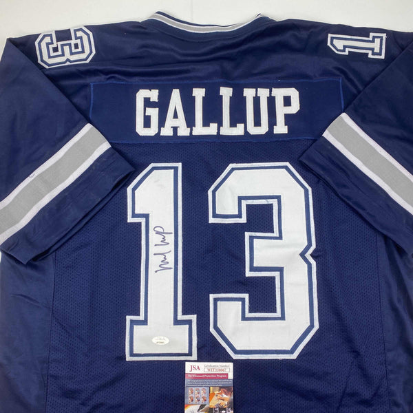 Autographed/Signed Michael Gallup Dallas Blue Football Jersey JSA COA
