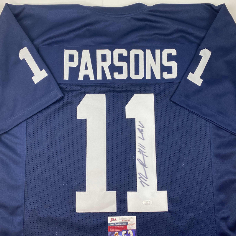 Autographed/Signed Micah Parsons Penn State Blue College Football Jersey JSA COA