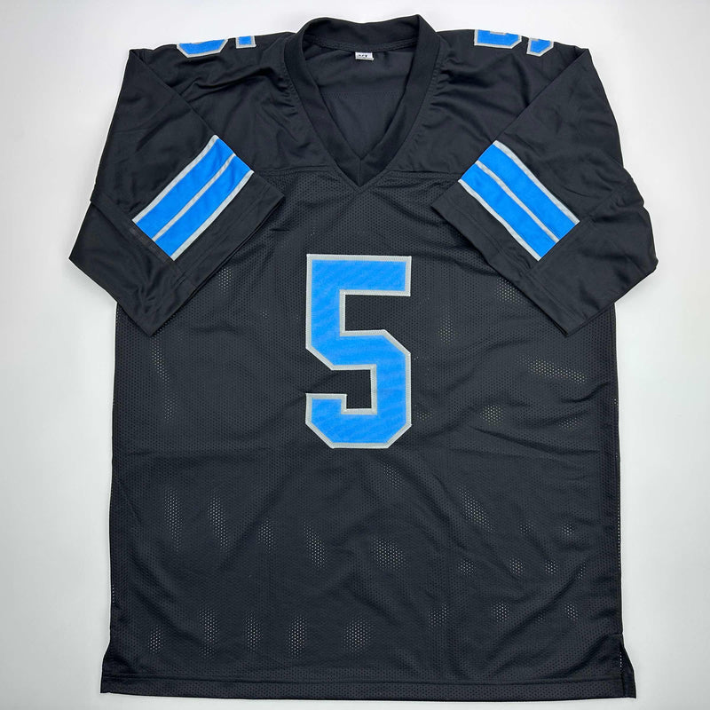 Autographed/Signed David Montgomery Detroit Black Football Jersey Beckett BAS COA