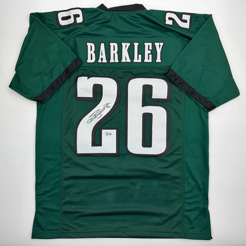 Autographed/Signed Saquon Barkley Philadelphia Midnight Green Football Jersey Beckett BAS COA