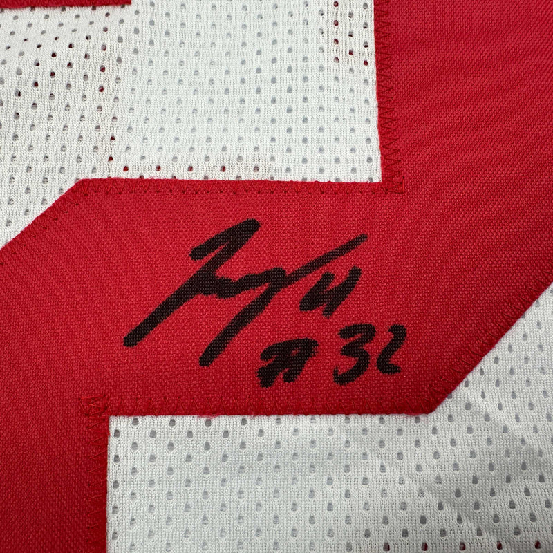 Autographed/Signed TreVeyon Henderson Ohio State White College Football Jersey Beckett BAS COA