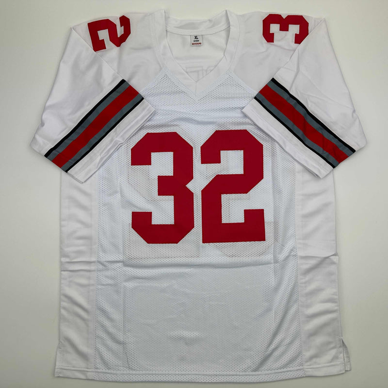 Autographed/Signed TreVeyon Henderson Ohio State White College Football Jersey Beckett BAS COA