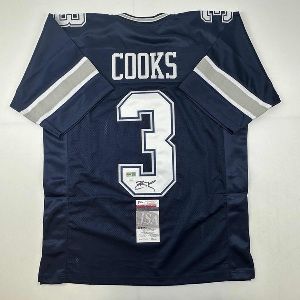 Autographed/Signed Brandin Cooks Dallas Blue Football Jersey JSA COA