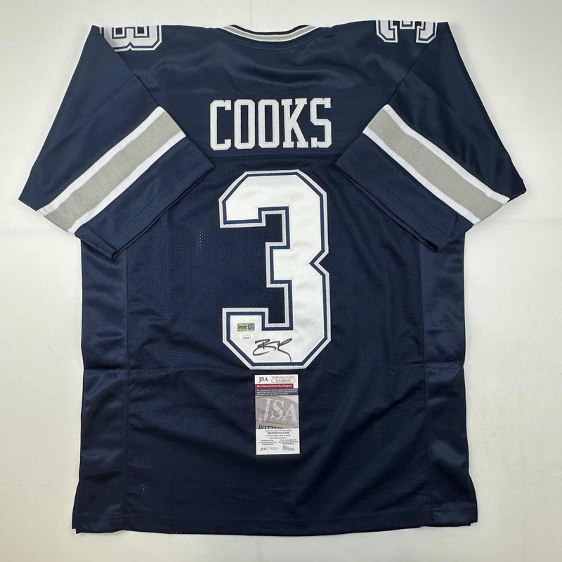 Autographed/Signed Brandin Cooks Dallas Blue Football Jersey JSA COA