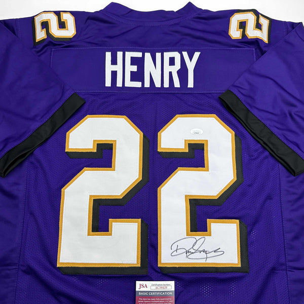 Autographed/Signed Derrick Henry Baltimore Purple Football Jersey JSA COA