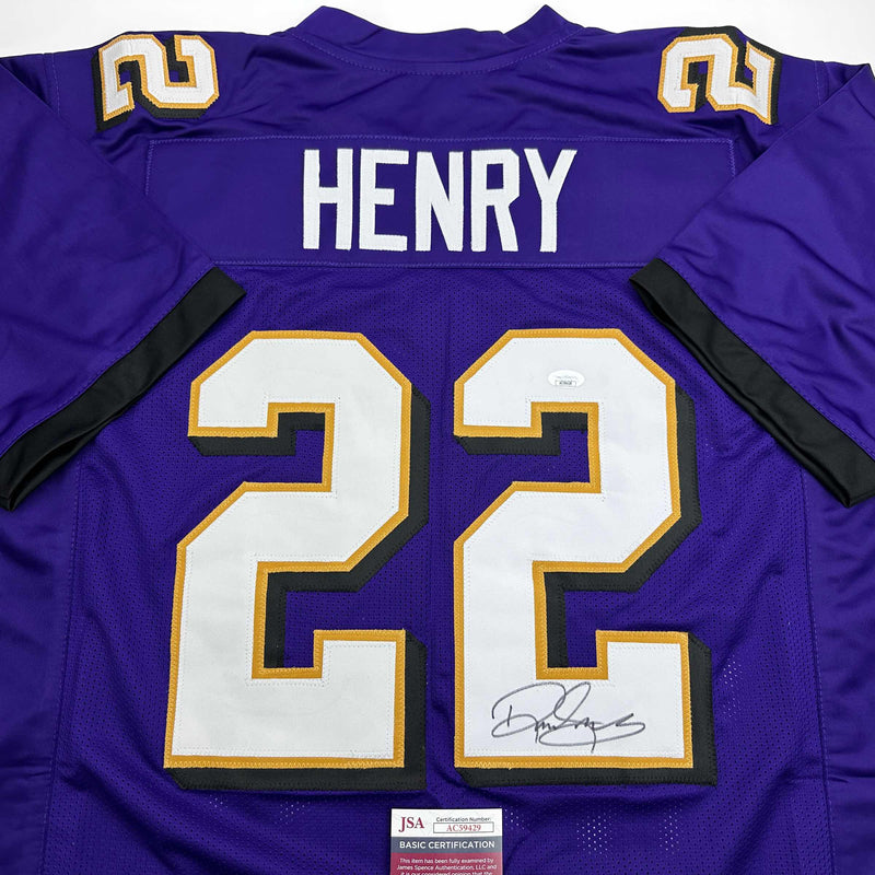 Autographed/Signed Derrick Henry Baltimore Purple Football Jersey JSA COA