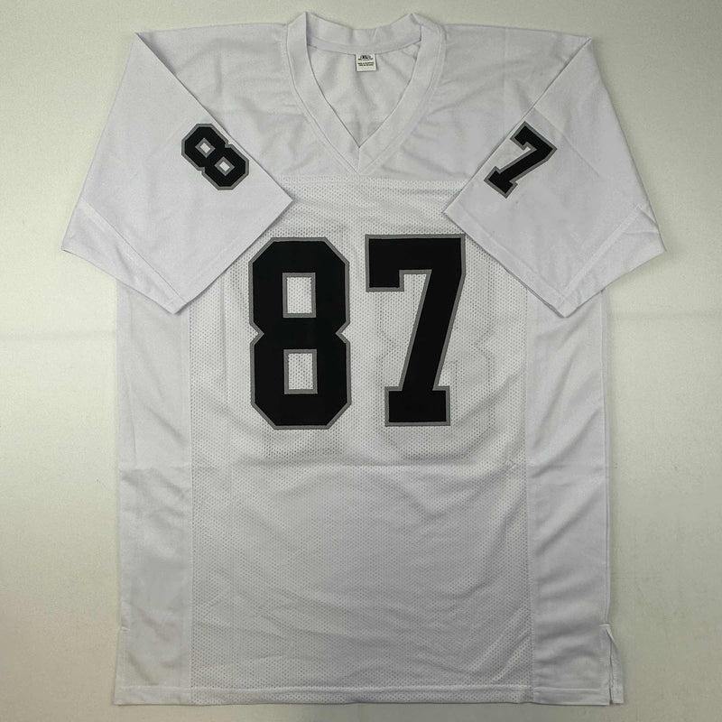 Autographed/Signed Dave Casper HOF 02 Oakland Las Vegas White Football Jersey JSA COA