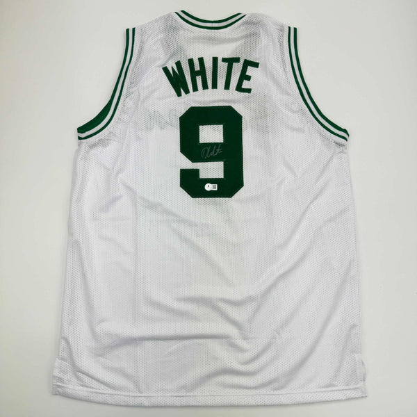 Autographed/Signed Derrick White Boston White Basketball Jersey Beckett BAS COA