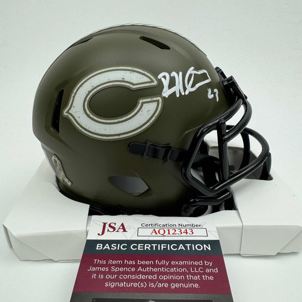 Autographed/Signed Devin Hester Chicago Bears Salute to Service Mini Football Helmet JSA COA