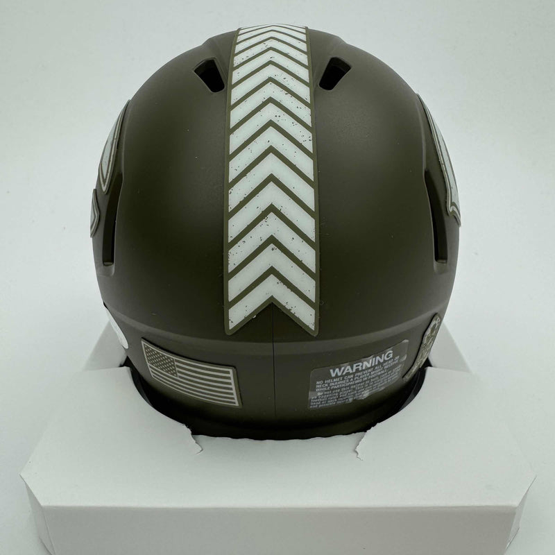 Autographed/Signed Devin Hester Chicago Bears Salute to Service Mini Football Helmet JSA COA