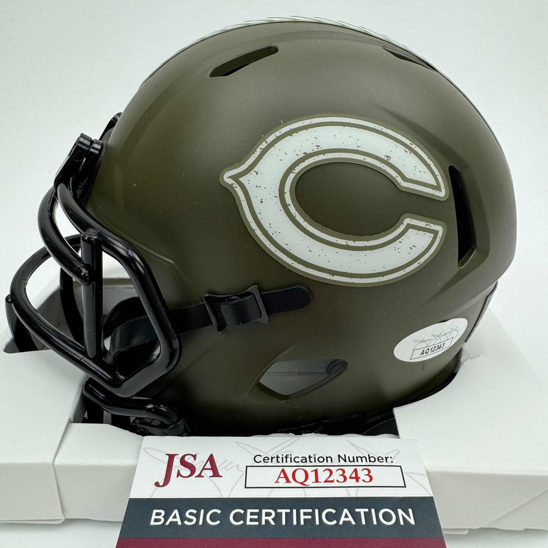 Autographed/Signed Devin Hester Chicago Bears Salute to Service Mini Football Helmet JSA COA